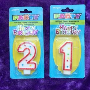 1 + 2 numerical red & white birthday candles 🕯